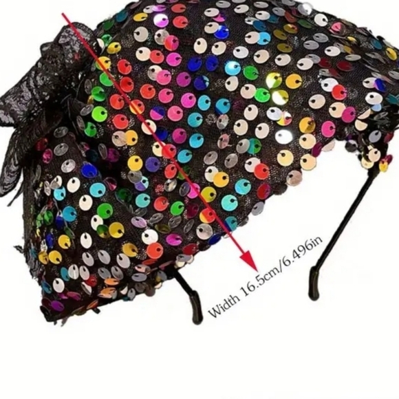 New Vintage look half cap headband Sequins lace - Picture 2 of 4